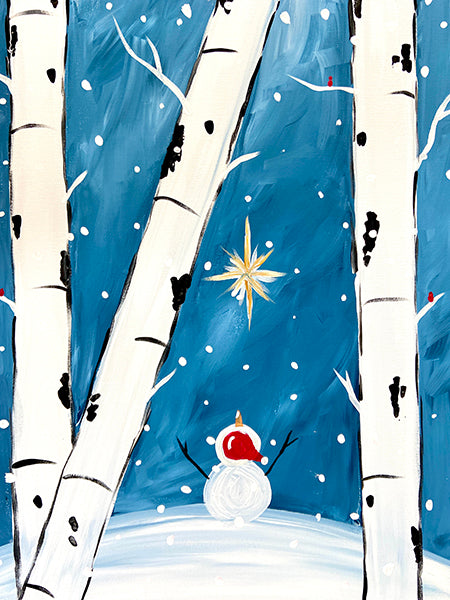 Snowman In Woods Painting